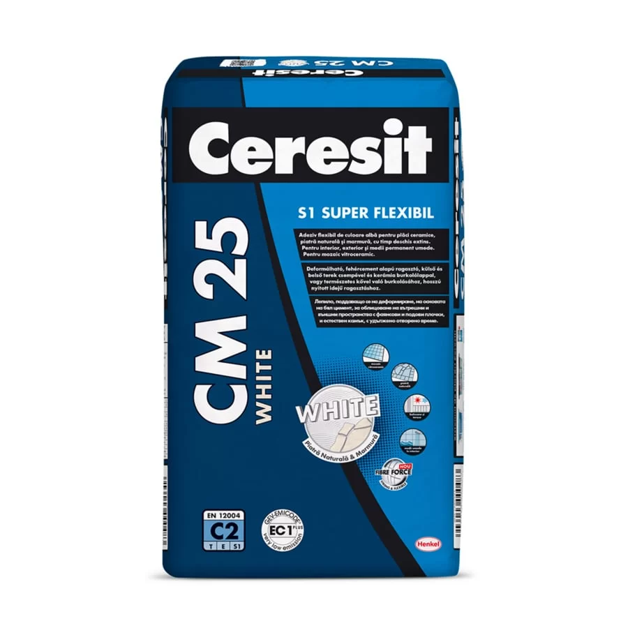 Adeziv flexibil alb pentru gresie și faianță Ceresit CM 25 25kg