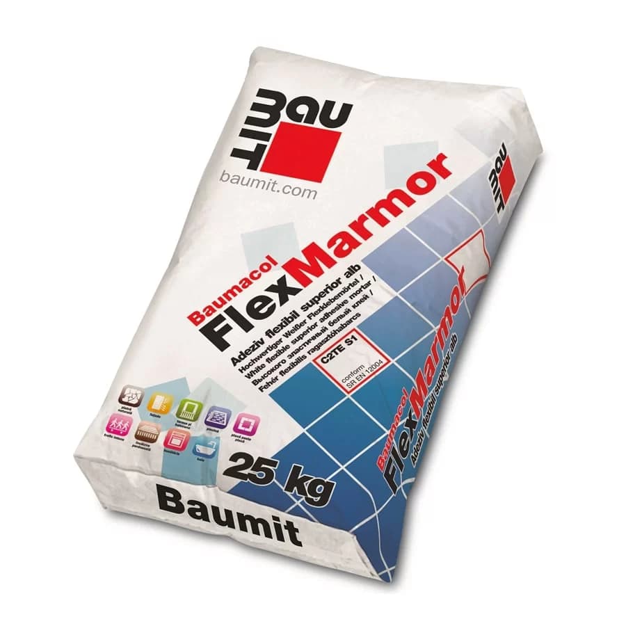 Adeziv flexibil marmură și piatră naturală Baumit FlexMarmor 25kg